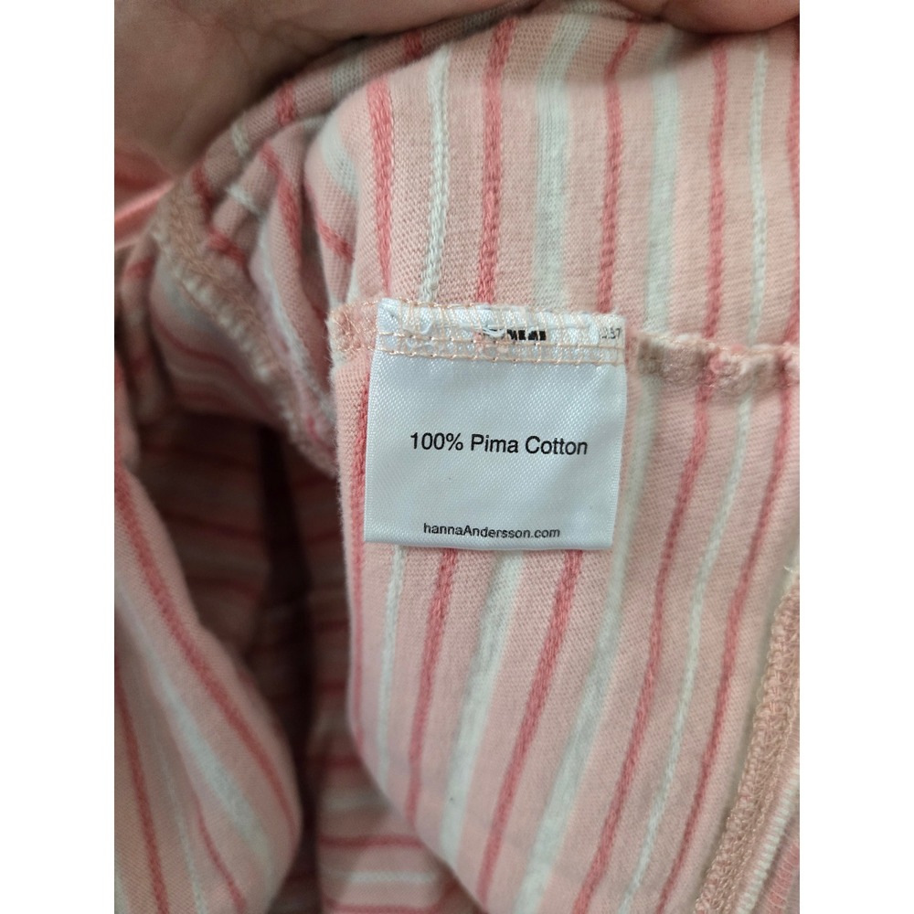 Hanna Andersson Girls Pink Striped Pima Cotton Tiered Short Sleeve Dress Size 7 - Picture 3 of 4